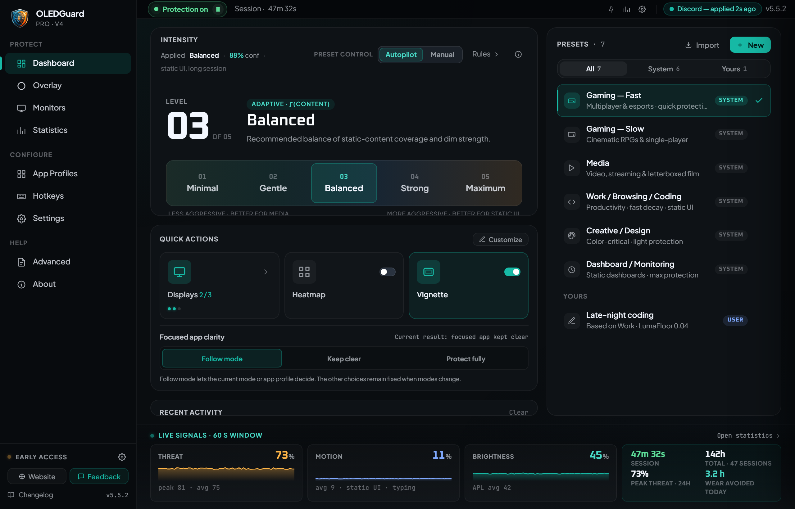 OLED Guard Pro: Painel